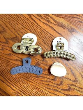 Ella Gold and Gray Hair Clips Set